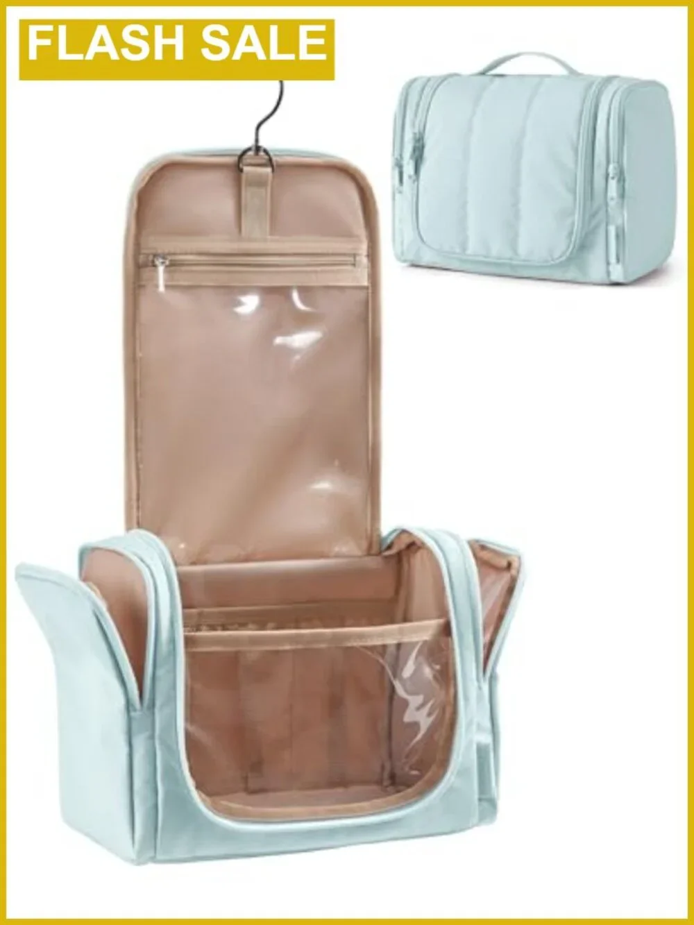 Puffy Quilted Hanging Travel Toiletry Bag Water-Resistant Organizer